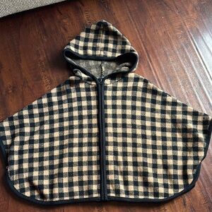 Zara baby knitwear Plaid gingham Hooded Kids Cape size 2-3